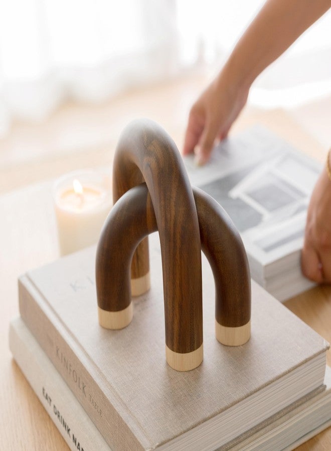 PEAKOLY Wood Arch Decorative Objects - Book Shelf Decor Aesthetic, Modern Coffee Table Decor, Home Décor Accents, Wood Sculpture, Shelf Decorations, Bookshelf Decorations, Bookcase Decorative Items - Image 3