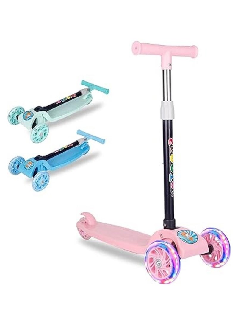Undefined Three Wheeled Childrens Scooter Adjustable And Foldable With Wheels Equipped Wwith Lighting Pink