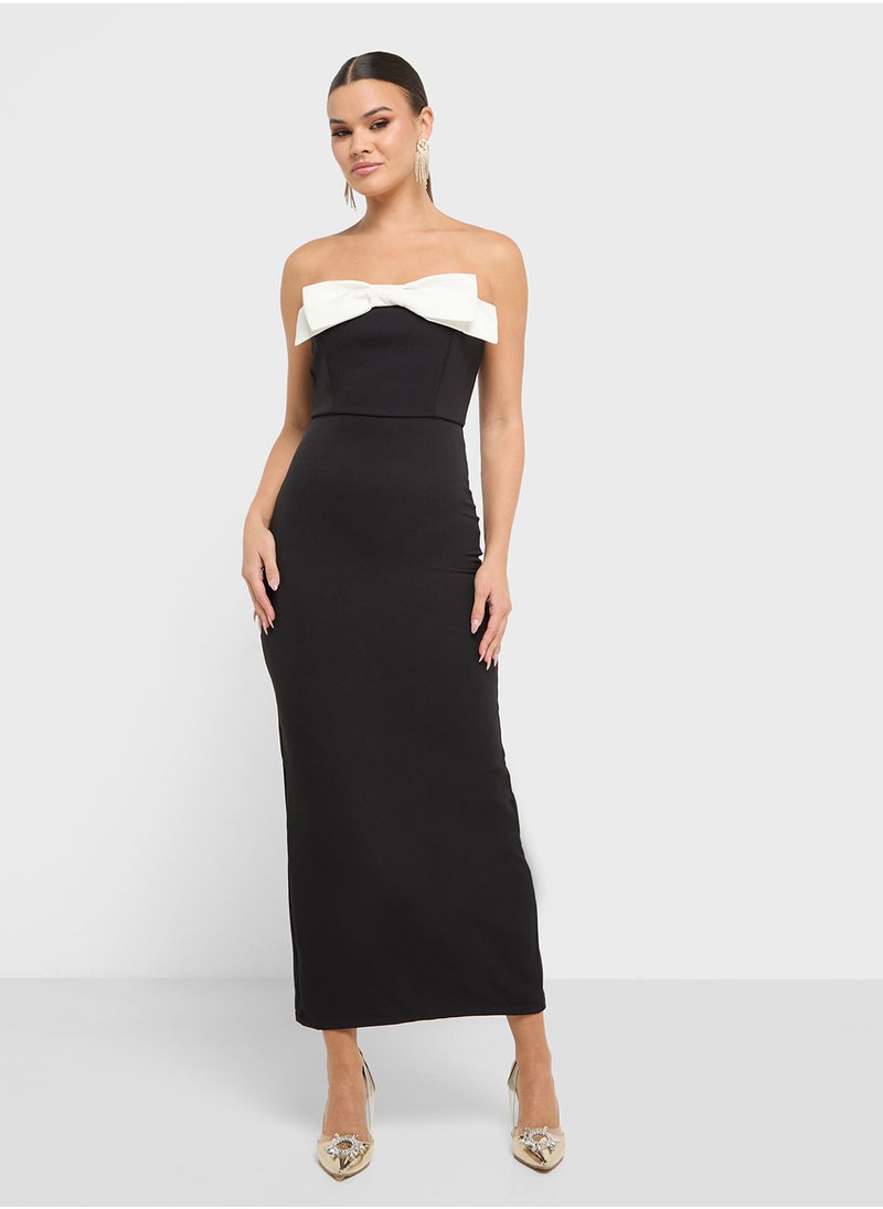Ella Limited Edition - Two Tone Bardot Shift Dress With Bow - Image 1