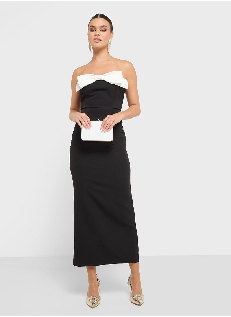 Ella Limited Edition - Two Tone Bardot Shift Dress With Bow - Image 1