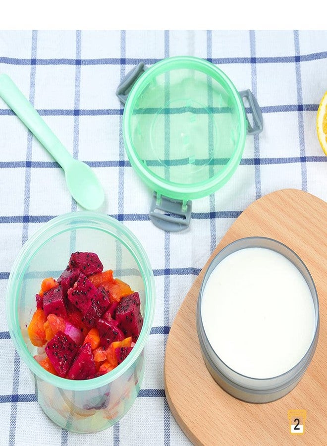 B BELLAWARE Dessert Cups, Reusable Yogurt Container Parfait Cups with Locking Lids and Spoons, Plastic Airtight Snack Oatmeal Cereal Storage Container (20OZ, Transparent) - Image 3