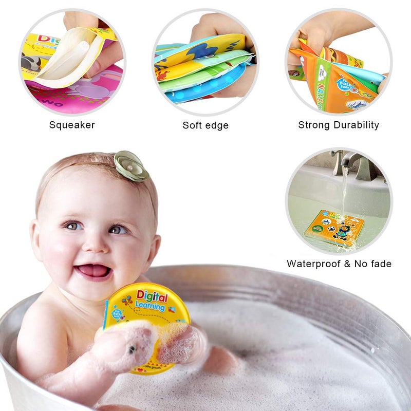 Growsland Baby Bath Toys, Nontoxic Bath Books for Babies Bath Time, Bathtub Toys for Toddlers 6 to 12 18 Months, Soft Educational Bath Toys for 1-3 Year Old Girls Boys(Pack of 3) - Image 2