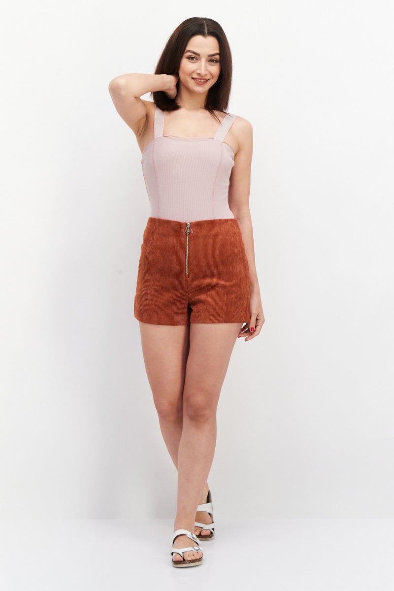 VERO MODA شورتات قطنية أساسية للنساء، نحاسي غني - Image 4