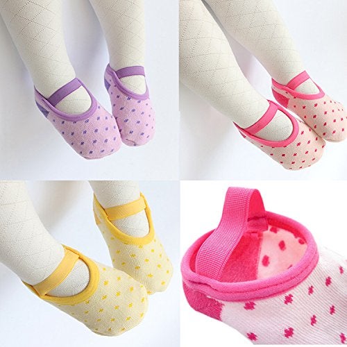Monochef Baby Toddler Girls Socks Gift: 6 Pairs Non-Slip Grip Ankle Mary Jane Socks For 12-30 Months - Image 5