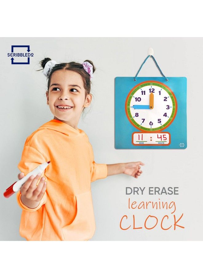 Scribbledo Writable Dry Erase Learning Clock For Kids Write & Wipe Demonstration Clock For Kids Learning To Tell Time Classrooms And Homeschool Supplies - Image 4