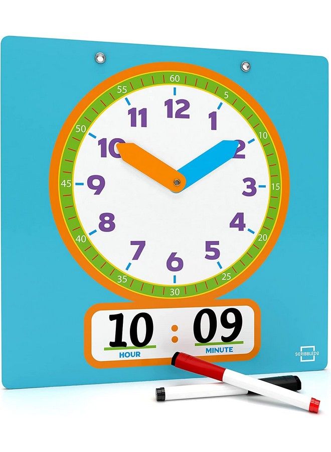 Scribbledo Writable Dry Erase Learning Clock For Kids Write & Wipe Demonstration Clock For Kids Learning To Tell Time Classrooms And Homeschool Supplies - Image 2