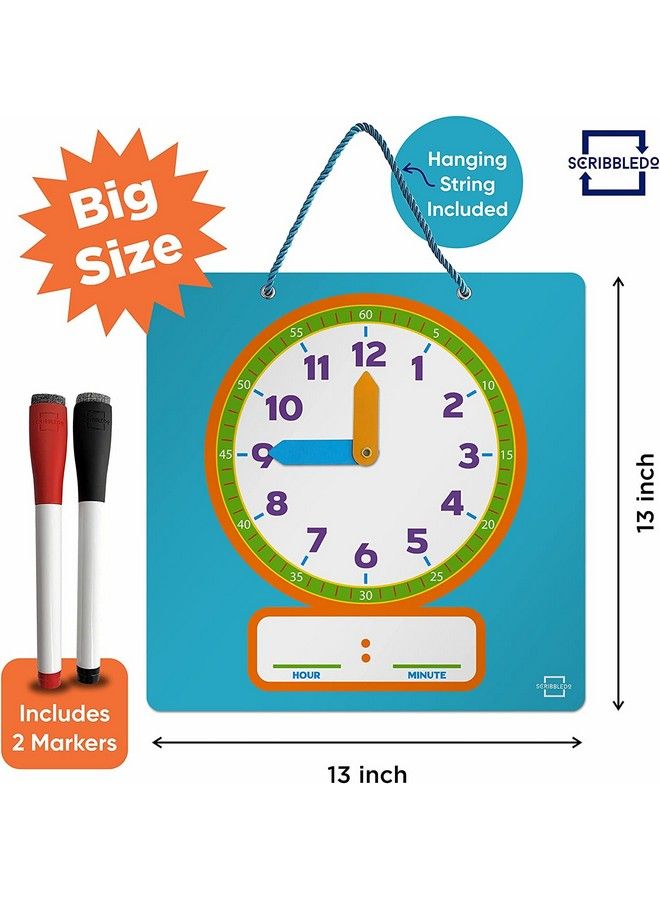 Scribbledo Writable Dry Erase Learning Clock For Kids Write & Wipe Demonstration Clock For Kids Learning To Tell Time Classrooms And Homeschool Supplies - Image 3