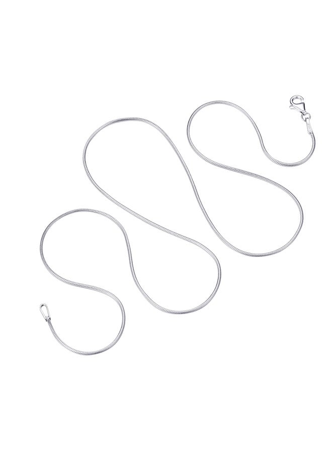 Generic - 925 Sterling Silver Chain for Women and Men 1mm 1.5mm Rhodium Plated Solid Round Snake Chain Jewelry Chain Solid Italian Silver Chain - Lobster Clasp - 16" - 24" - Image 1