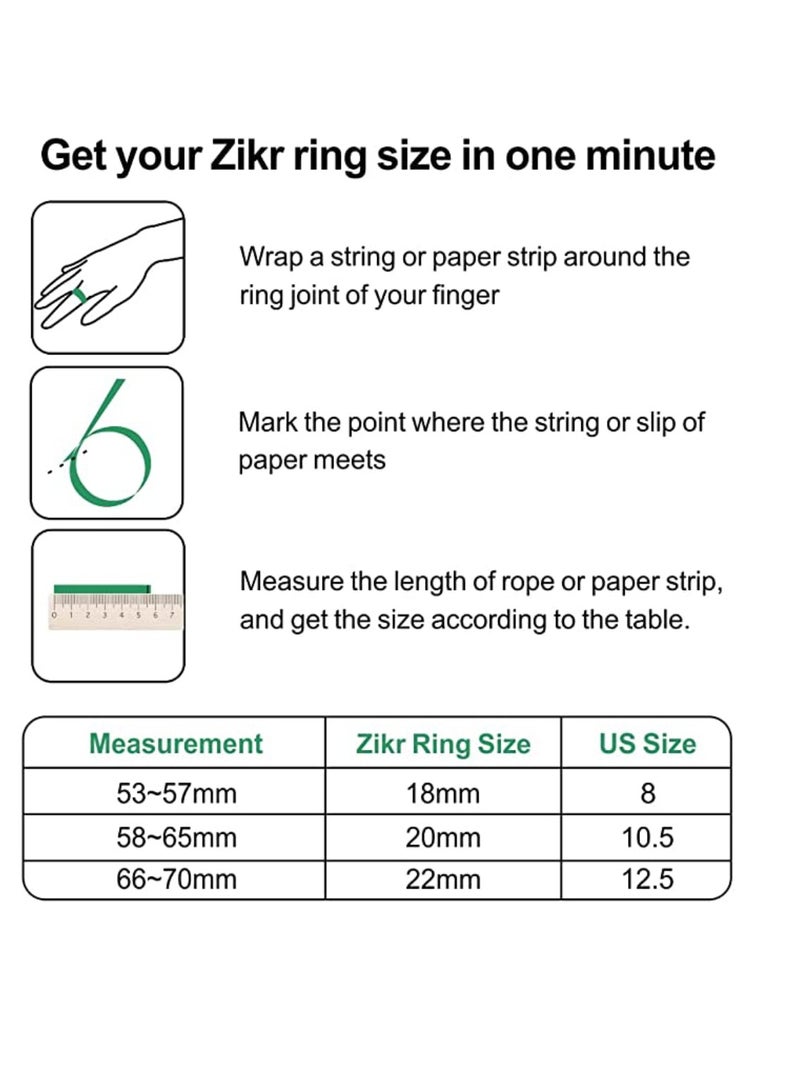 iQIBLA Smart Tasbih Zikr Ring OLED Display Powerful Battery Backup Smart Ring App Operated Tasbih Counter Prayer Reminder Technology Plastic 5 Prayer Time Reminders iQibla Smart Zikr Ring 18MM Green - Image 5