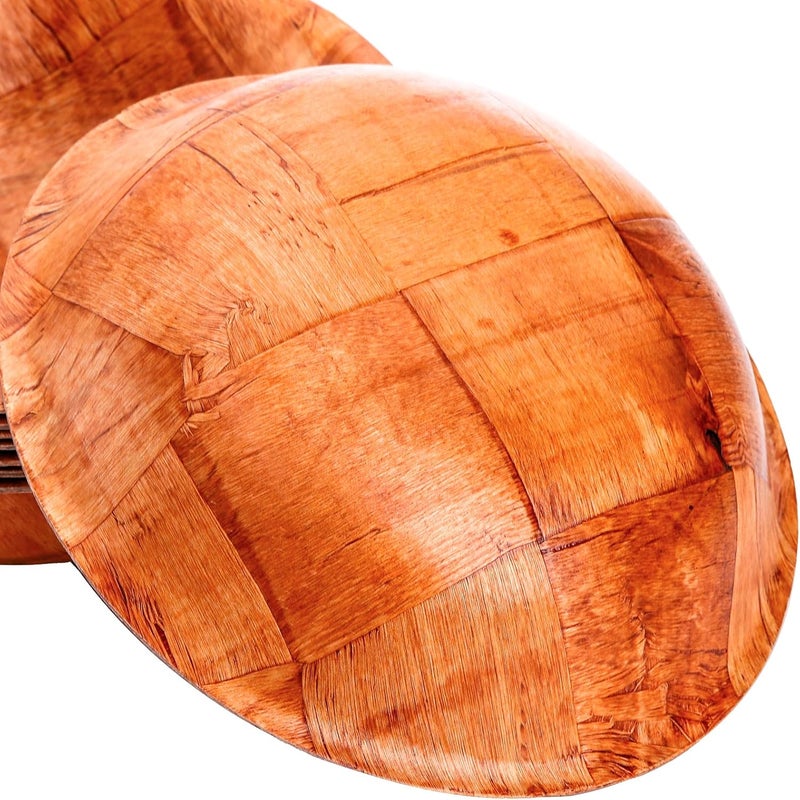 Elsjoy 8 Pack Wooden Woven Salad Bowl, 8 Inch Stackable Round Wood Serving Bowl, Rustic Mixing Bowl for Salad, Fruits, Vegetables, Natural Birch Wood - Image 3