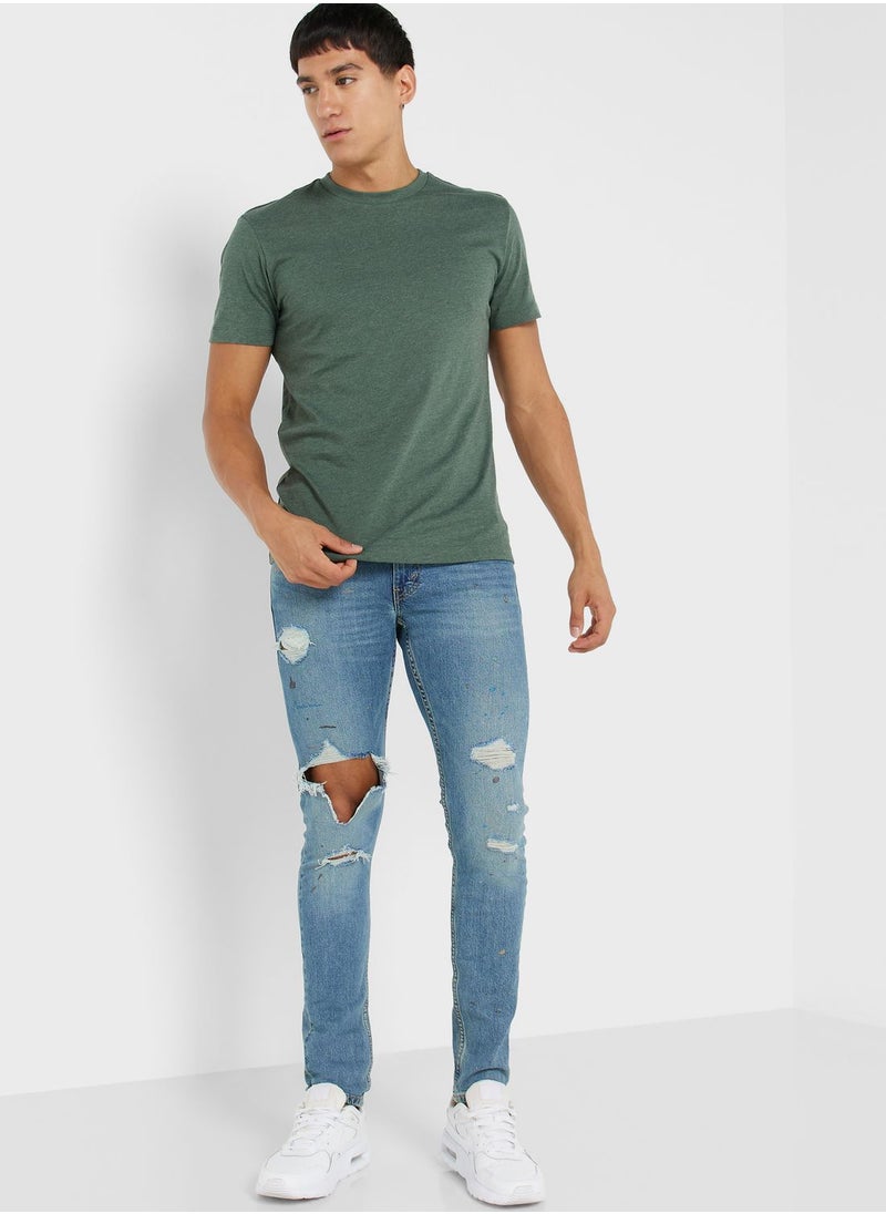 Levi's - Distressed Mid Wash Skinny Jeans - Image 1