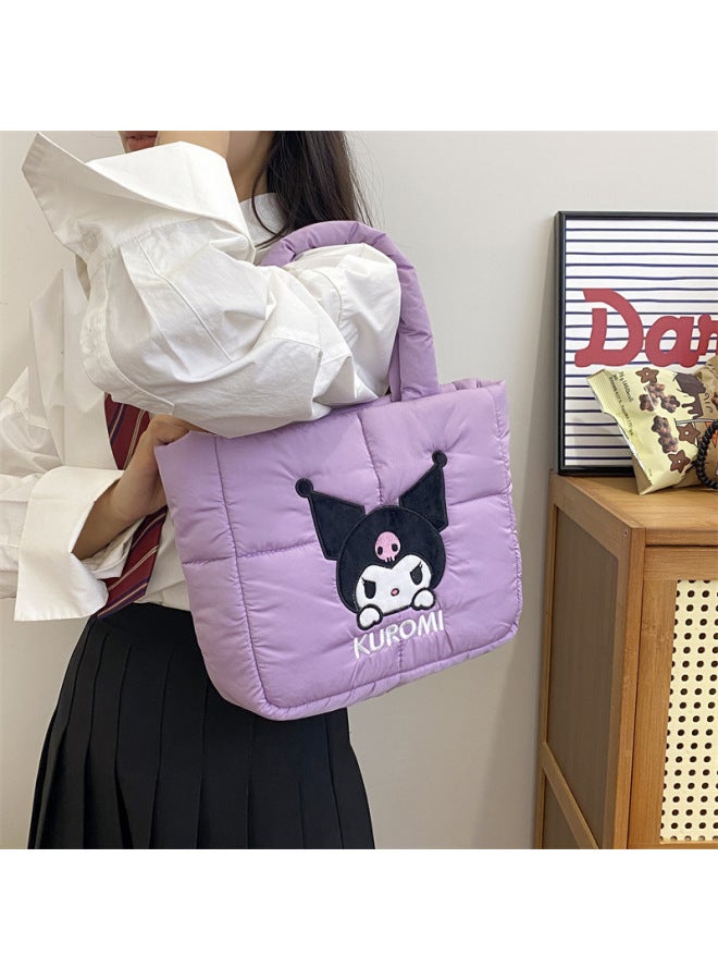 Cartoon Sanrio Down Cloth Handbag Cute Kuromi Tote Bag Meruti Shoulder Bag For Women-Color:Kurome On The Front (order In Multiples Of 5)-Height:36*28cm (minimum Order Of 5 Pieces Per Style)  - Image 5