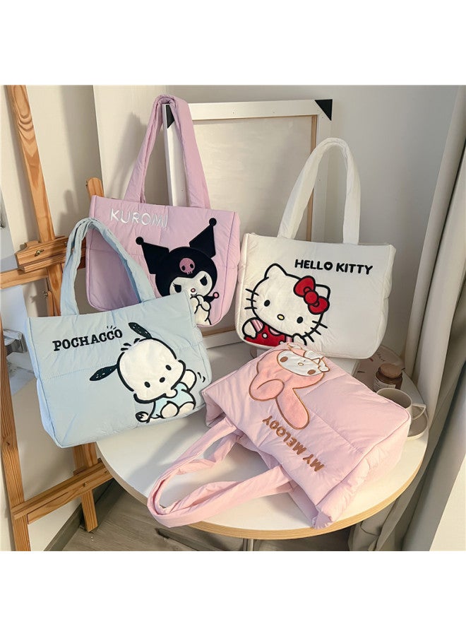 Cartoon Sanrio Down Cloth Handbag Cute Kuromi Tote Bag Meruti Shoulder Bag For Women-Color:Kurome On The Front (order In Multiples Of 5)-Height:36*28cm (minimum Order Of 5 Pieces Per Style)  - Image 2