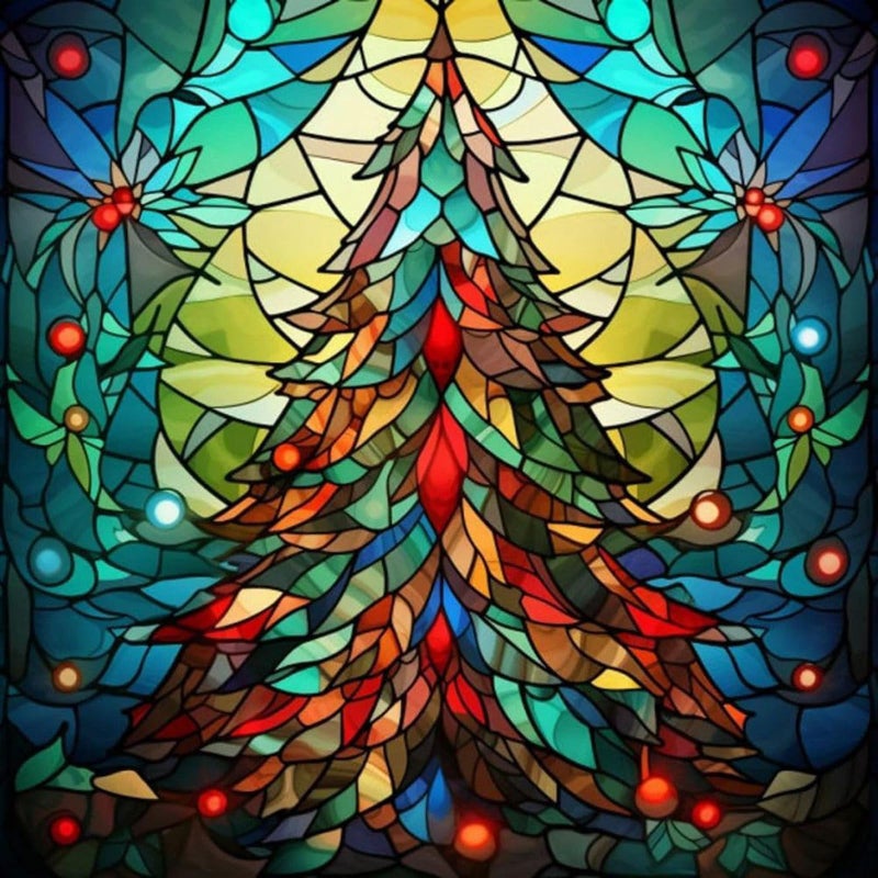 Kichang Christmas Tree Diamond Painting Kits 5D Diamond Painting Diy Diamond Art Diamond Painting Kits For Adults Round Full Drill Diamond Diamond Dots Diamond Art Kits For Home Decor Gift-12X12Inch - Image 1