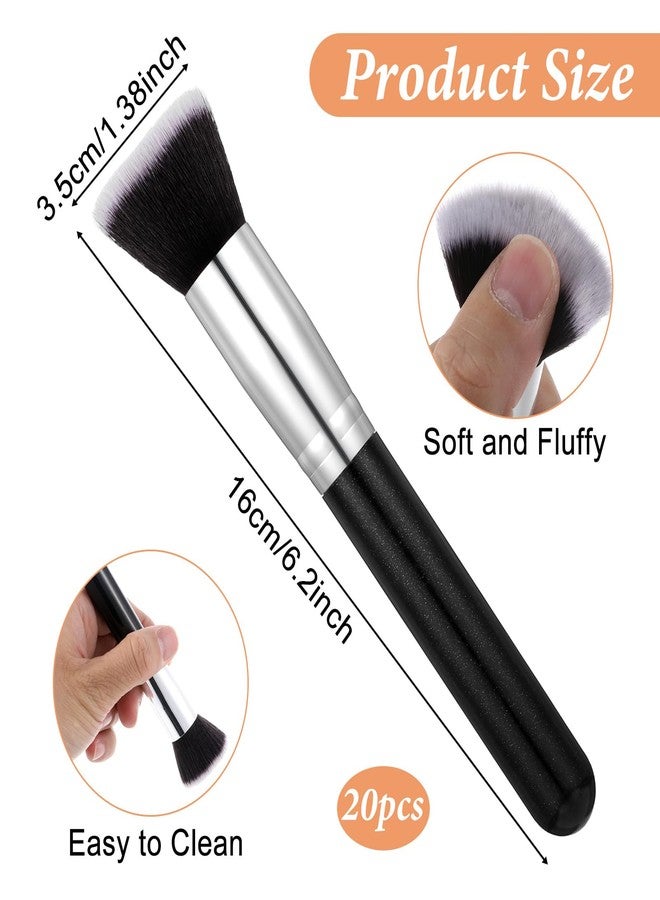 PercyEffie 20PCS Makeup Brushes Bulk, Flat Top Foundation Brushes Bulk, Liquid/Cream/Powder, Eye Shadow Blending Contour Blush for Wedding Artist, Blending, Buffing, Stippling Face Makeup Tools(Black) - Image 2
