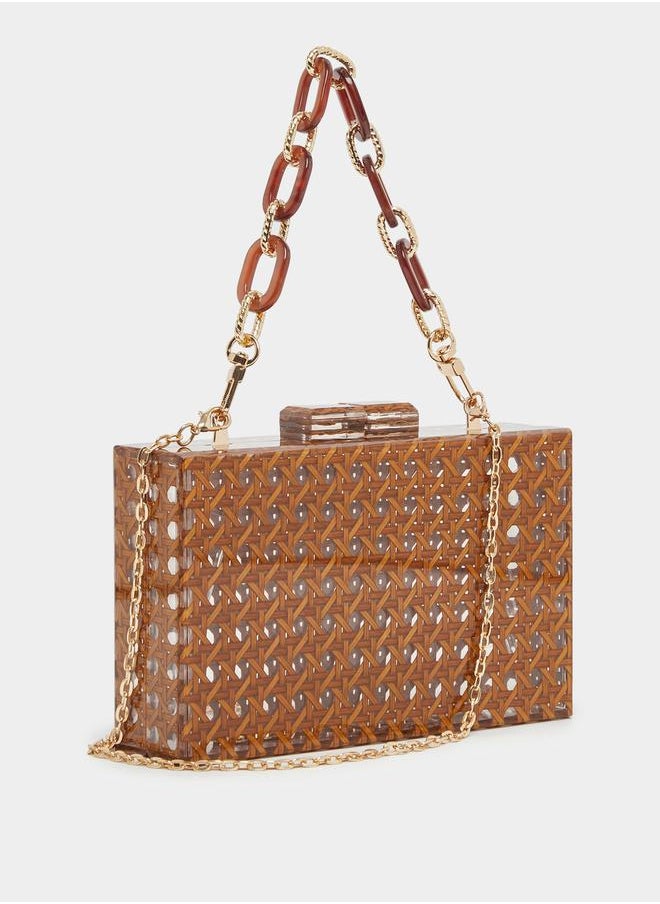 Styli Cut Out Clutch Bag with Chain Strap  - Image 1