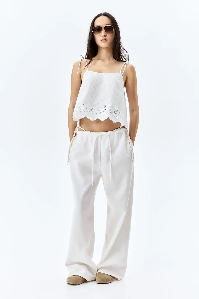 H&M Embroidered tie-strap top
