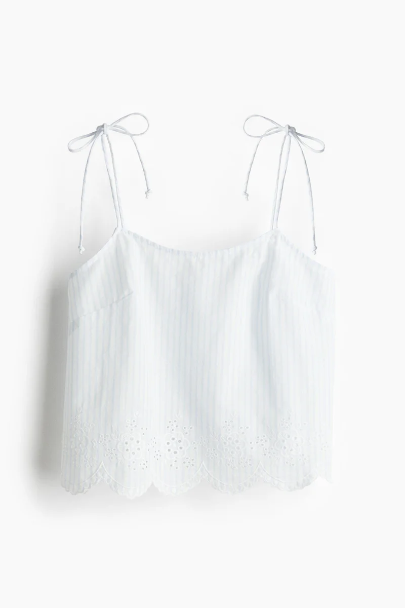 H&M Embroidered tie-strap top