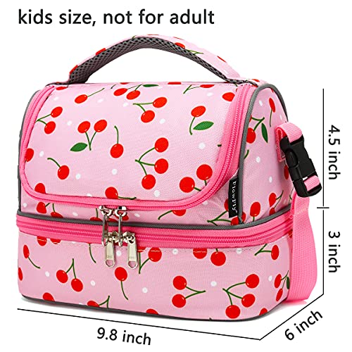 FlowFly Kids Double Decker Cooler Insulated Lunch Bag Large Tote for Boys, Girls, Men, Women, With Adjustable Strap, Cherry - Image 3