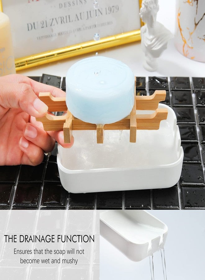 Leadiy Soap Dishes for Bar Soap,2 Pack Environmentally-Friendly Bathroom Soap Dishes (Removable),2Pcs/Set Bamboo Soap Dishes Holder,Bathroom Sink Soap Dish,White - Image 3