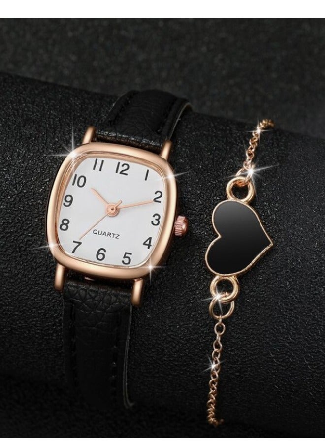 Women's Water Resistant Leather Analog Watch Set - Image 2