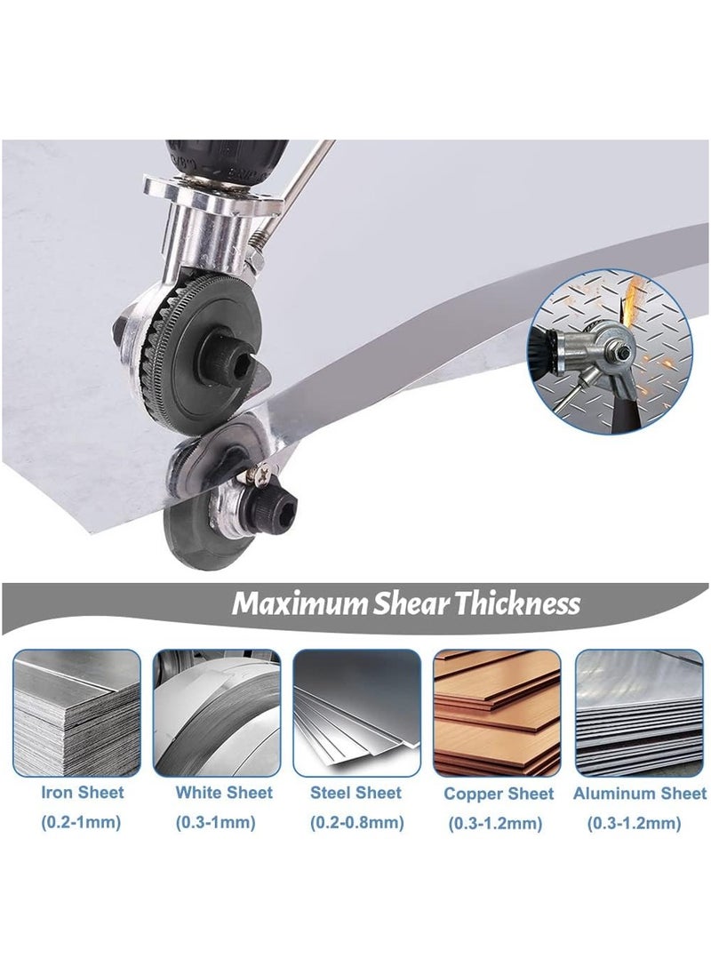 ELIKLIV - Popular Electric Drill Plate Cutting Machine: Professional and precise cutting, convenient and multi-purpose and highly compatible, electric drill plate cutting machine Metal Occlusion Drill Accessories Sheet metal cutting tool with adapter for converting punch shears for cutting aluminum, steel, copper plates - Image 1