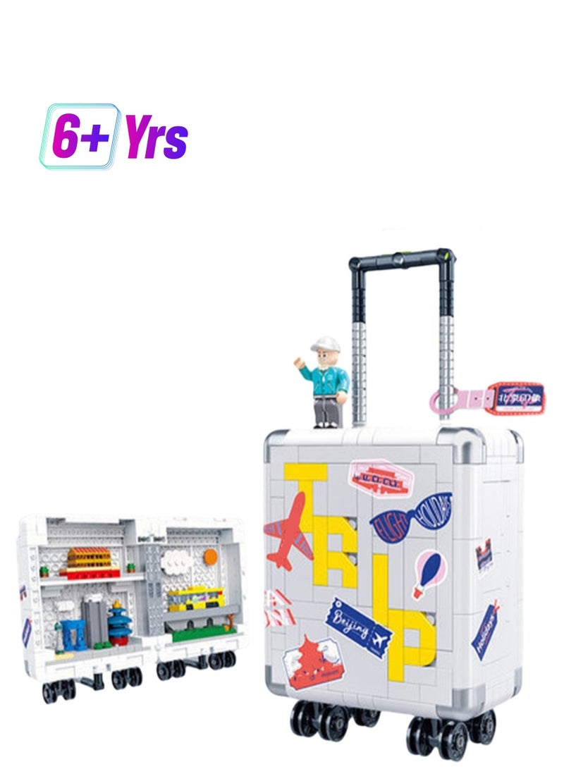 Loquat White Suitcase Model Set Building Blocks Creative Diy Simulation Collection Building Assembly Toys Children'S Gift - Image 1