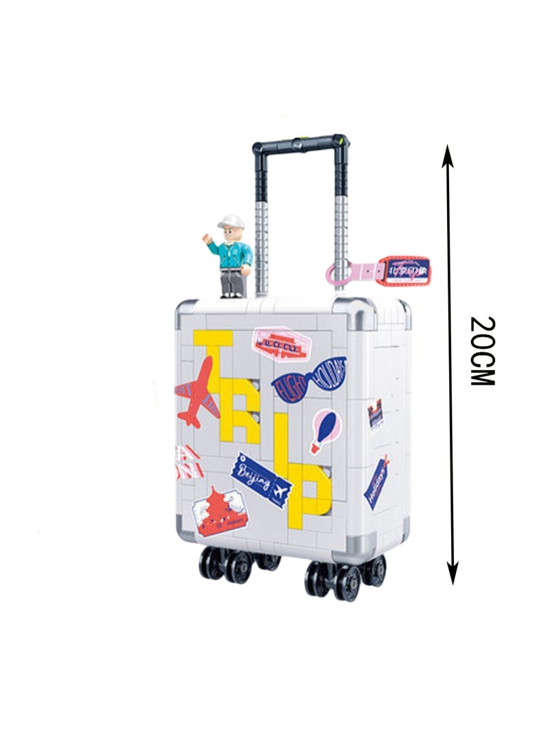 Loquat White Suitcase Model Set Building Blocks Creative Diy Simulation Collection Building Assembly Toys Children'S Gift - Image 2