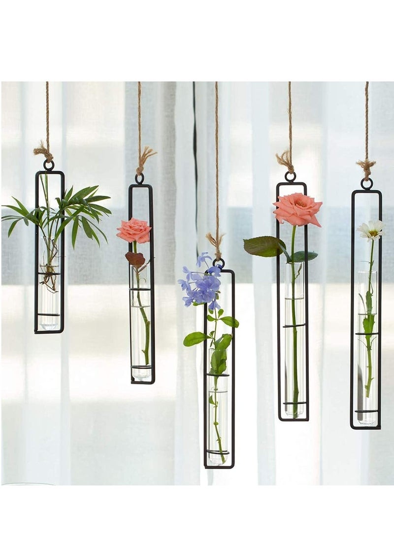 Wall-Mounted Plant Vase, Hanging Clear Glass Propagation Tube for Cuttings, Flower Home Decoration, Hydroponic Balcony Floral Container, 2Pcs