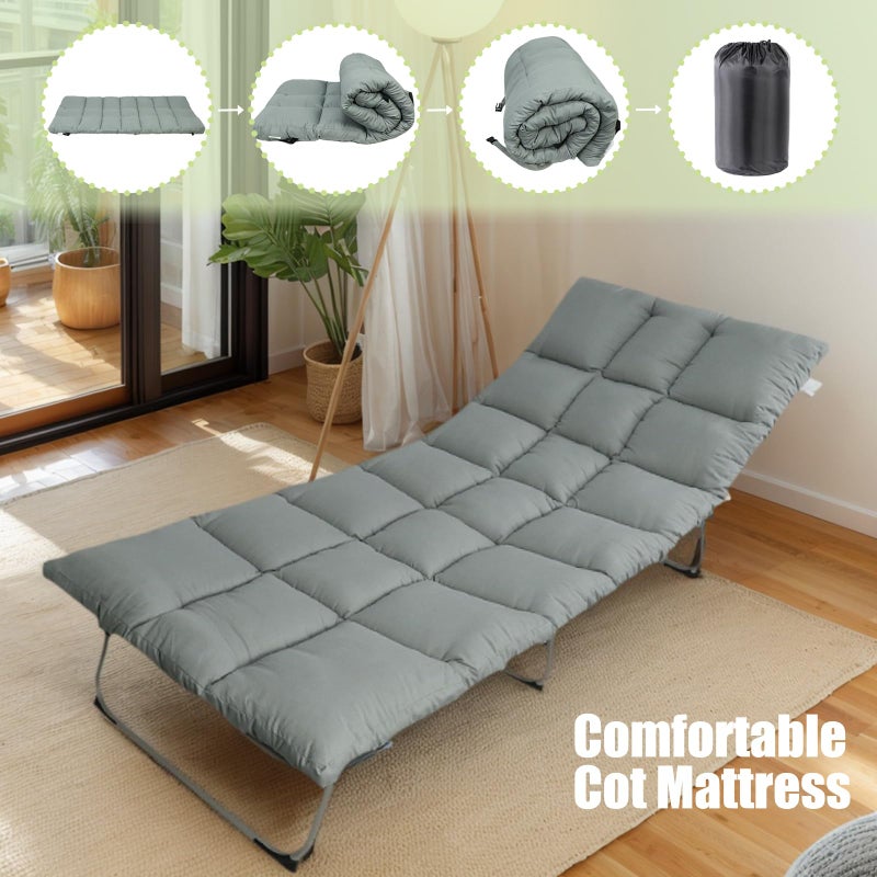 Tuphen Cot Mattress Pad-Cot Pads for Camping, Cot Mattress Topper, Camping Mattress Sleeping Pad 75"x30" Soft Lightweight Quilted Pads for Camp Cot/RV Bunk/Narrow Twin Beds (Grey) - Image 5