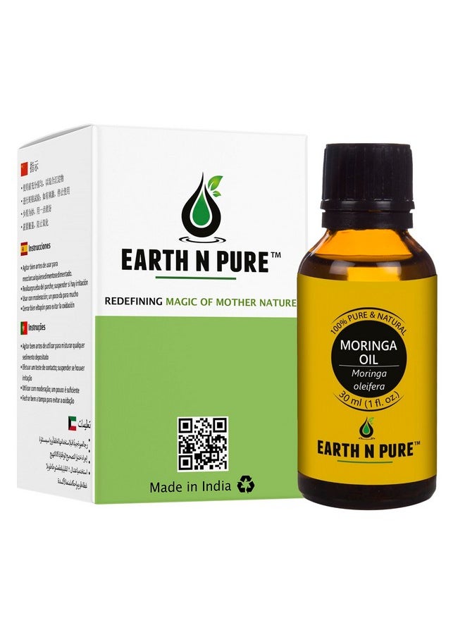 Earth N Pure Moringa Oil Cold Pressed, Natural And Therapeutic Grade With Glass Dropper 30 Ml  - Image 1