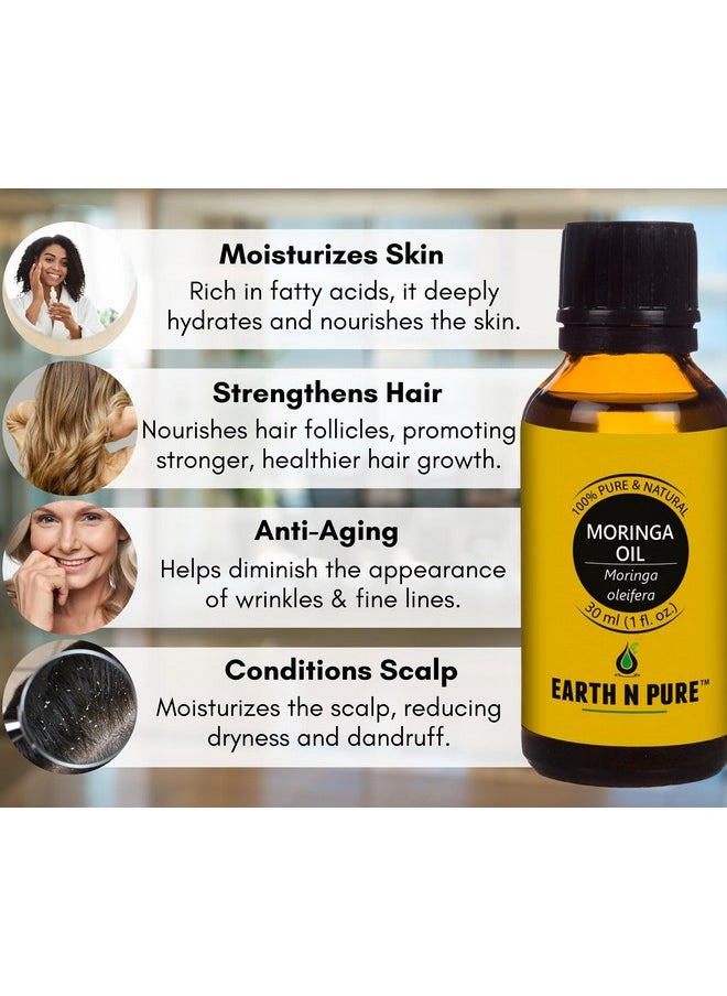 Earth N Pure Moringa Oil Cold Pressed, Natural And Therapeutic Grade With Glass Dropper 30 Ml  - Image 3