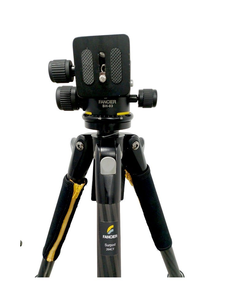 فانسير حامل ثلاثي القوائم الاحترافي SURPOD 264CT 139CM - حامل كاميرا قوي وخفيف الوزن مع ارتفاع قابل للتعديل لكاميرات DSLR والهواتف الذكية والمزيد - Image 2
