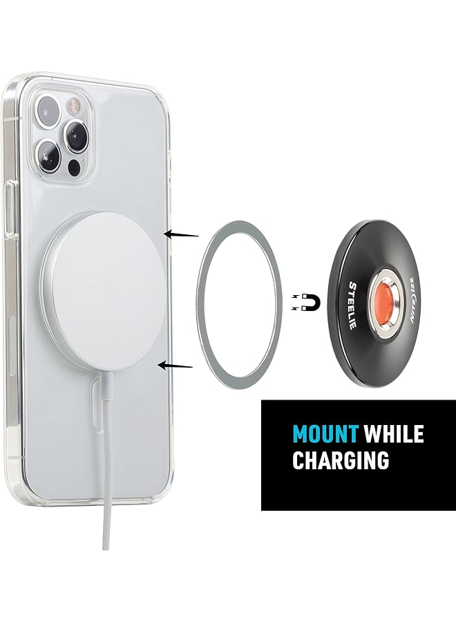 نايت آيز ، Inc. Stoms-01-R8 Nite Ize Steelie Orbiter Plus Socket + Metal Ring، حامل لهاتف iPhone 12 / Mini/Pro Max، يعمل في السيارة مع حامل مغناطيسي لشاحن Magsafe، أسود - Image 4