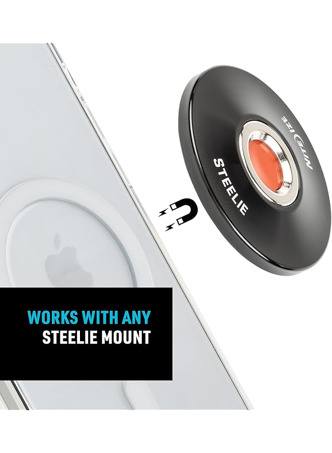 نايت آيز ، Inc. Stoms-01-R8 Nite Ize Steelie Orbiter Plus Socket + Metal Ring، حامل لهاتف iPhone 12 / Mini/Pro Max، يعمل في السيارة مع حامل مغناطيسي لشاحن Magsafe، أسود - Image 5