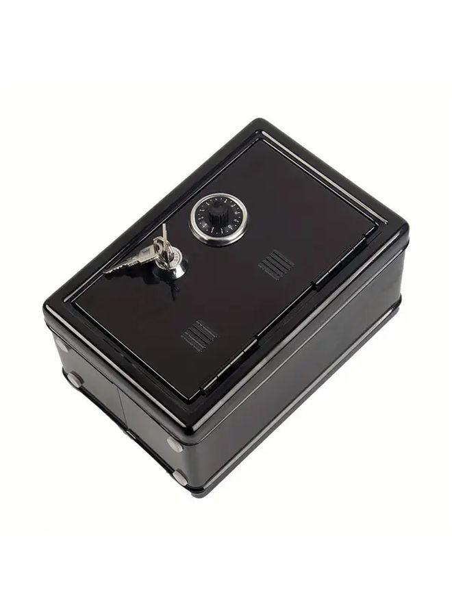 Black Small Safe Box Manual Lock Heavy Duty Metal Cash Valuables Storage - Image 4