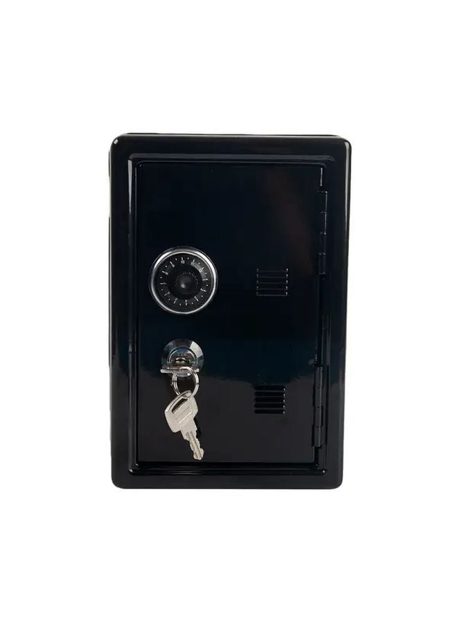 Black Small Safe Box Manual Lock Heavy Duty Metal Cash Valuables Storage - Image 1
