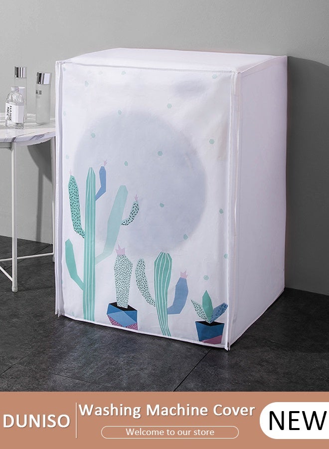 DUNISO Washing Machine Cover, Full-automatic Roller Washing Machine Cover with Zipper, Waterproof Sunscreen and Dustproof Protection Cover for Most Front Load Washer and Dryer - Image 1