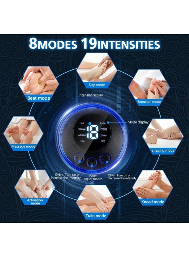 جهاز مساج تدليك القدم الإلكتروني، 8 أوضاع و19 مستوى شدة، بساط تدليك كهربائي متعدد الوظائف، قابل للطي، مع تقنية التحفيز الكهربائي للعضلات والنقاط الضغطية - جهاز مساج للرجل تدليك للعضلات بنظام نبضات - Image 3