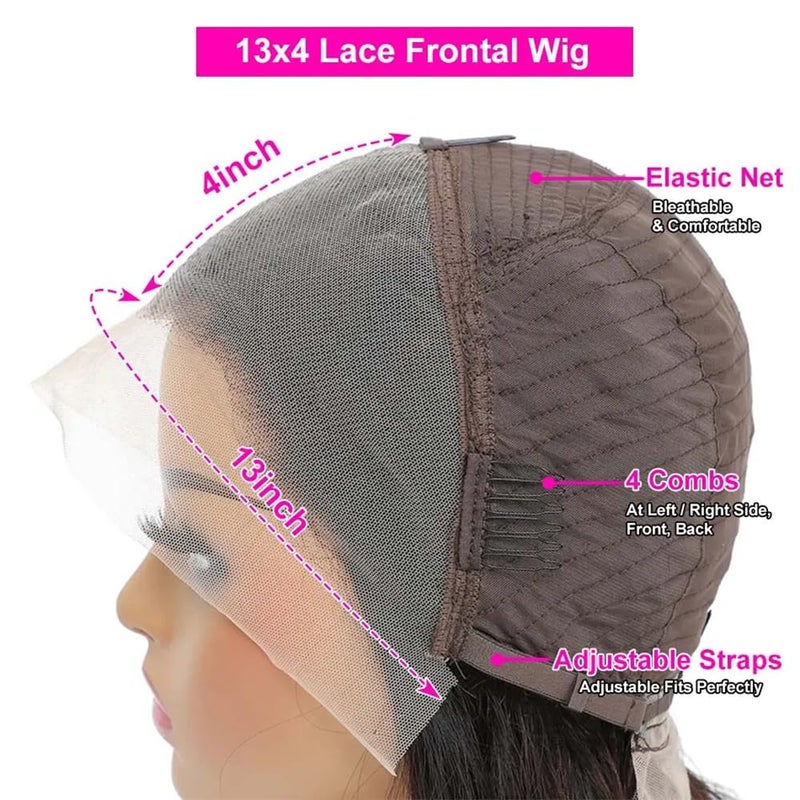 HUIDI 13x4 Lace Front Bob Wigs Human Hair 200 Density HD Transparent Lace Bob Wig for Women 14 inch Short Straight Bob Lace Frontal Wigs Glueless Pre Plucked With Baby Hair Straight Bob Wig Natural Color - Image 3