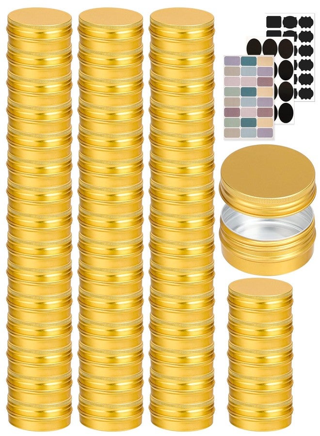 LIYAR 4 oz Tins with Lids 50 Pack, Refillable Salve Tins for Salve, Round Metal Tin for Handmade Lotions, 4oz Gold Aluminum Tin Containers with Lids and Stickers for Balm, Body Butter, Candles, Spices - Image 1
