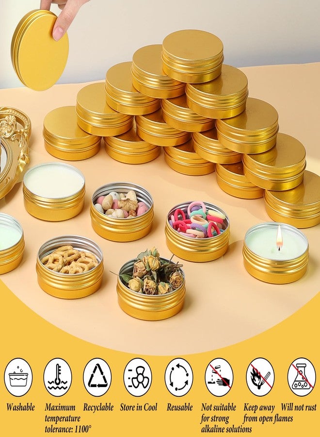 LIYAR 4 oz Tins with Lids 50 Pack, Refillable Salve Tins for Salve, Round Metal Tin for Handmade Lotions, 4oz Gold Aluminum Tin Containers with Lids and Stickers for Balm, Body Butter, Candles, Spices - Image 4