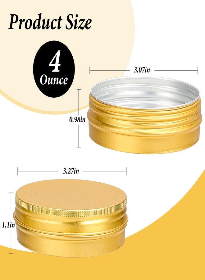 LIYAR 4 oz Tins with Lids 50 Pack, Refillable Salve Tins for Salve, Round Metal Tin for Handmade Lotions, 4oz Gold Aluminum Tin Containers with Lids and Stickers for Balm, Body Butter, Candles, Spices - Image 2