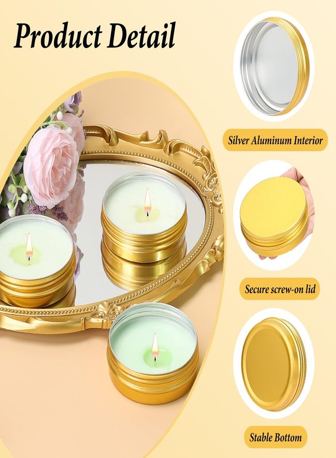 LIYAR 4 oz Tins with Lids 50 Pack, Refillable Salve Tins for Salve, Round Metal Tin for Handmade Lotions, 4oz Gold Aluminum Tin Containers with Lids and Stickers for Balm, Body Butter, Candles, Spices - Image 3