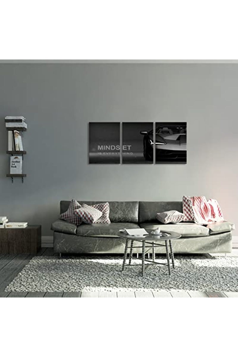 KAWAHONE Motivational Canvas Wall Art Lamborghini Posters Prints Entrepreneur -Mindset is Everything-Office Decor Set 3 Pieces Motivational Wall Art Canvas Print Inspirational Quote Ready to Hang - Image 3