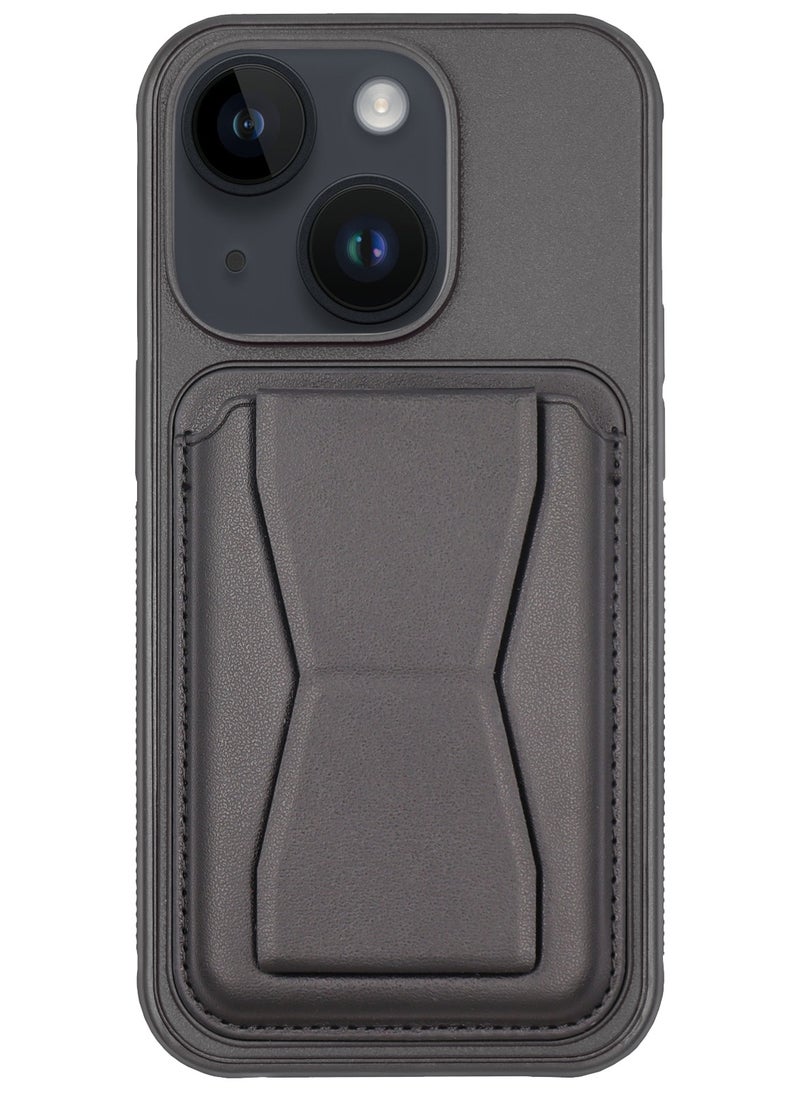 Blue Sky - Compatible with iPhone 15 Plus Black Phone Case with Card Holder, iPhone 15 plus Wallet Case Hand Strap Kickstand for iPhone 15 Plus Cover - Image 1