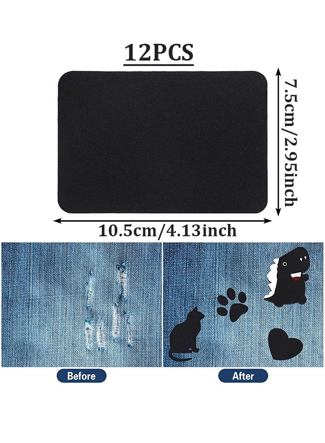 12PCS 4 x 3 Inch Black Cotton Iron-on Repair Patches, Clothing Mending Patches for Clothes Pants Mending and Decorating - Image 2