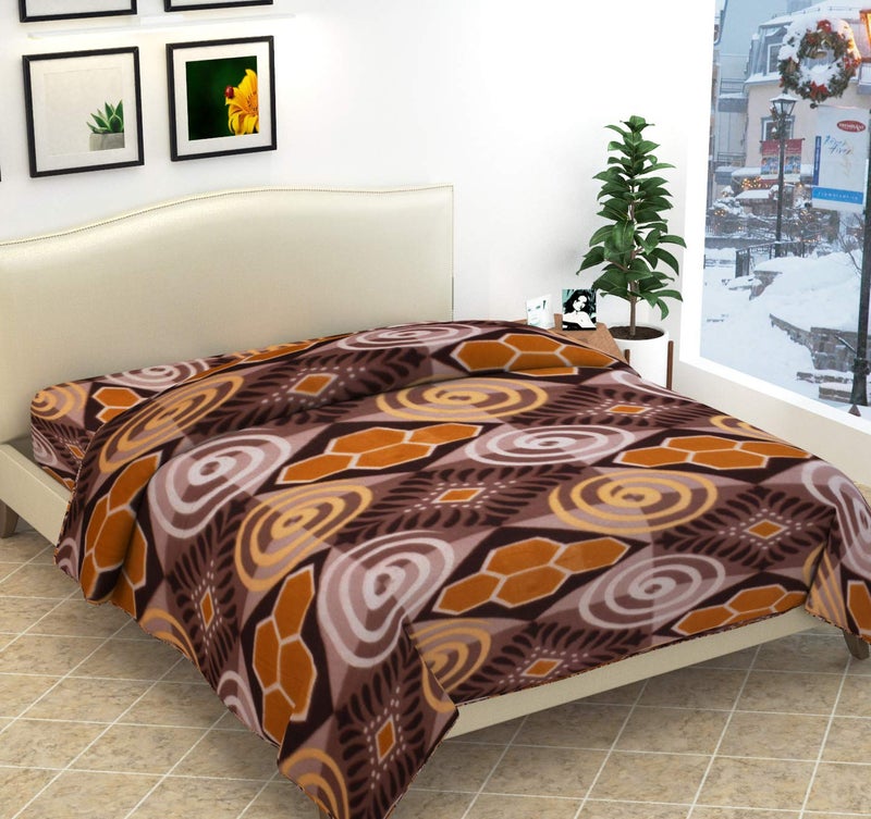 Fabture Fabture Fleece Double Bed Razai Cover with Zipper Brown 90 x 100 inches