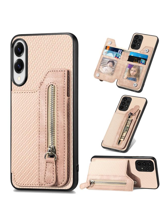 S-TOP Case For Samsung Galaxy S25 Edge 5G Carbon Fiber Horizontal Flip Zipper Wallet Phone Case - Image 1