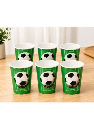 6 Pcs Football Theme Party Paper Cups – Disposable Green Soccer Design Cups for Birthday & Events - view 2